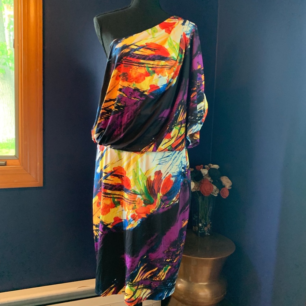 New Jessica Simpson watercolor one sleeve dress 1X